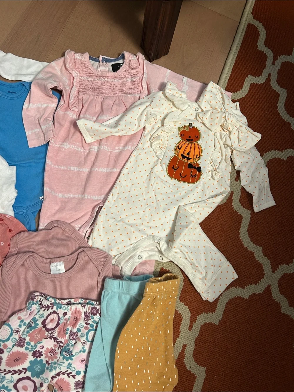 Assorted Baby Girls Onesies, Outfits, & Sleepers - Pink, White, Coral, Blue